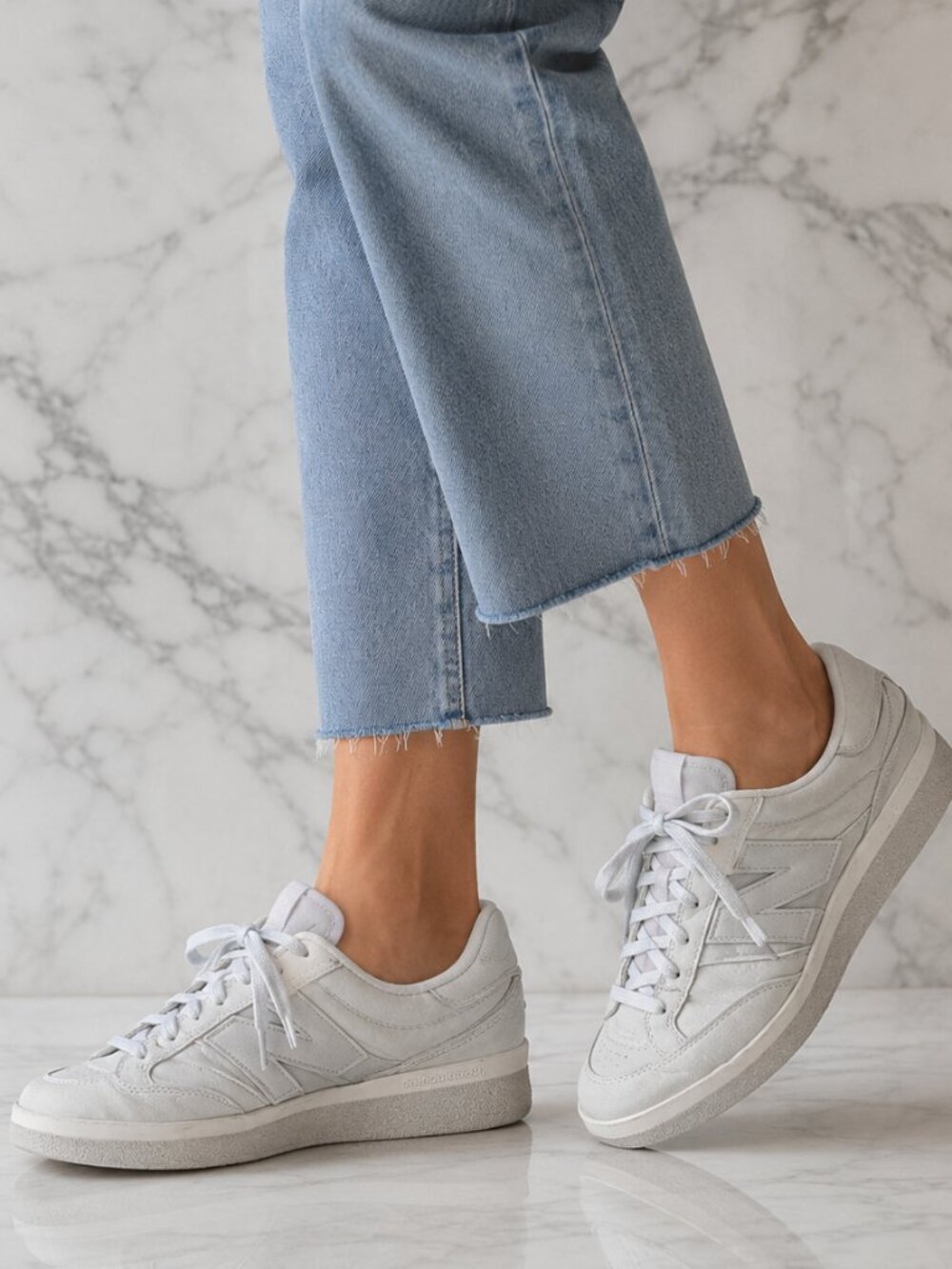 New Balance Women's All-White Platform Lace-Up Sneaker